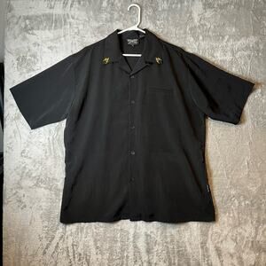 Dragonfly Sz‎ XL Hot Rod Red Car Flames Button Up Black Men's